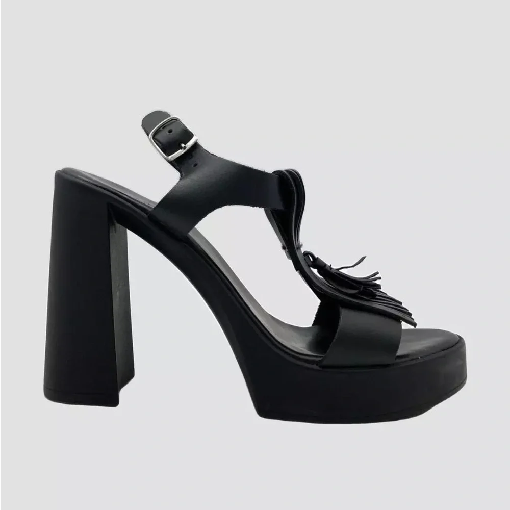 ASOS Black Platform Sandals with Fringe